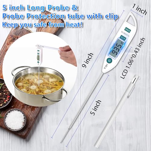 BOMATA Waterproof IPX7 Thermometer for Water, Liquid, Candle and Cooking. Instant Read Food Thermometer with Long Probe for Cooking, Meat, BBQ! T101 White - Image 4