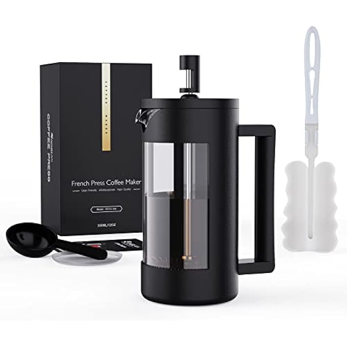 RAINBEAN Cafetiere Coffee Press 2 Cups350Ml Glass French Press Coffee Maker  3 Level Filtration System Heat Resistant Borosilicate Glass Easy Clean Bpa Free - Image 1