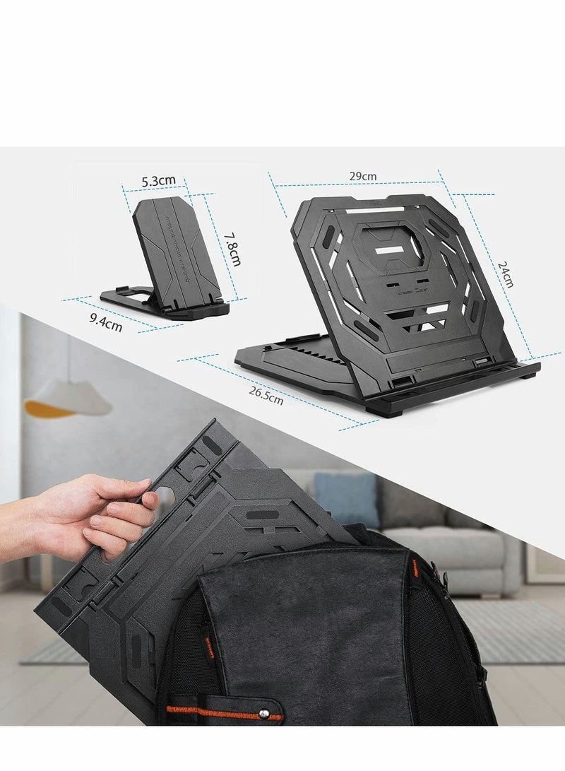 Y&D Drawing Tablet Stand, Laptop Lifter Stand Foldable Desk 9 Levels Adjustable Angles with a Built-in Phone Holder, for 12-17 inch Tablet, MacBook, Laptop, iPad, Book, Phone(Black) - Image 5