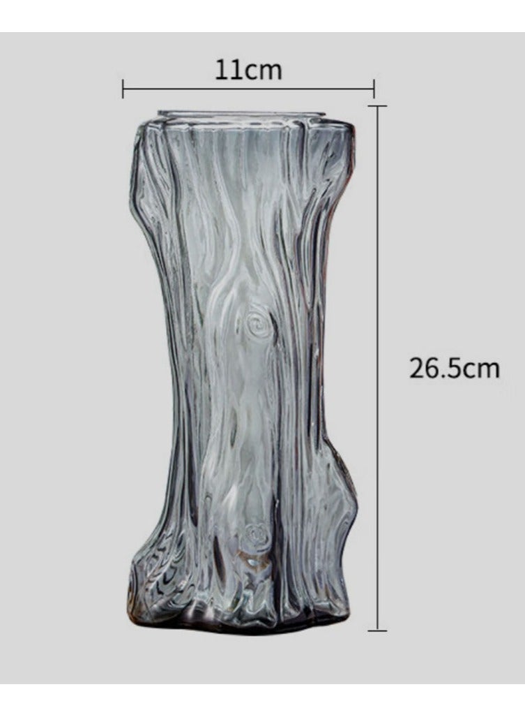Jingke Glass Vase Simple Desktop Vase Living Room Decoration Ornaments Gray 26.5cm - Image 1
