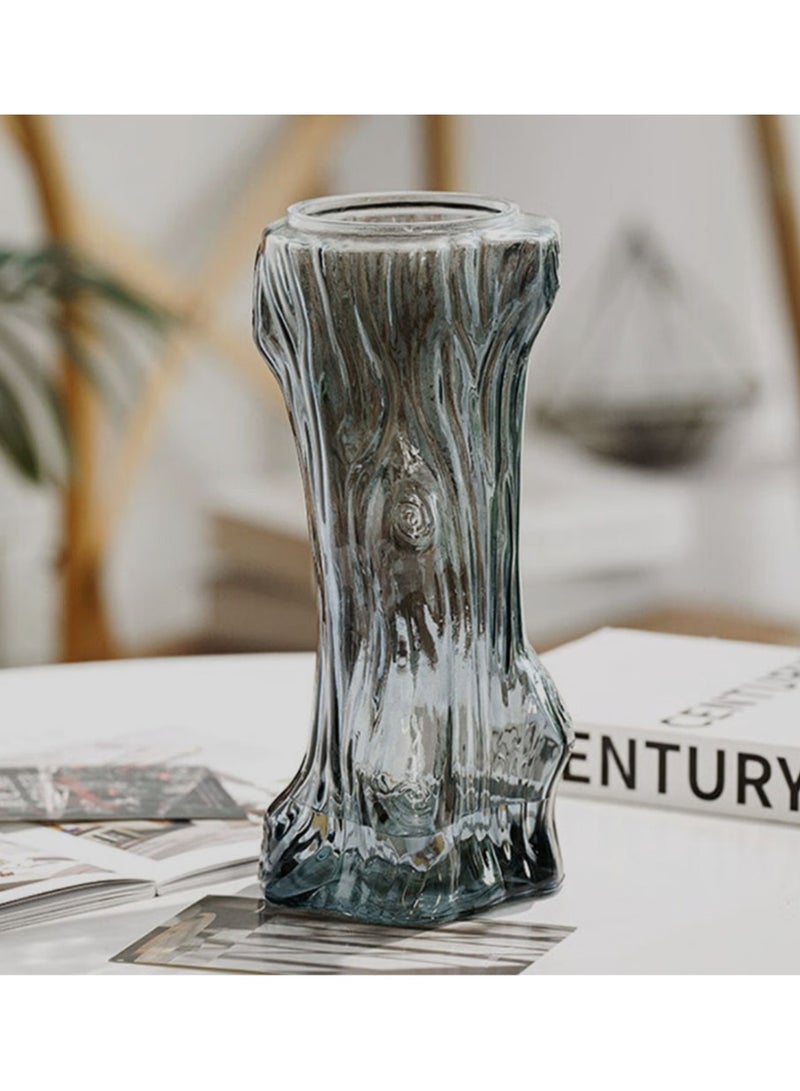 Jingke Glass Vase Simple Desktop Vase Living Room Decoration Ornaments Gray 26.5cm - Image 2