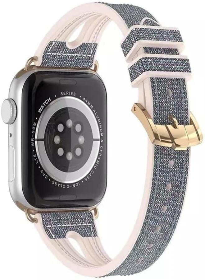 Next Next Store Slim Bling iWatch Bands 38mm/40mm/41mm, Genuine Leather and Shiny Silicone with Comfortable and Stylish Design, Compatible with iWatch Series 1/2/3/4/5/6/7/8/9.