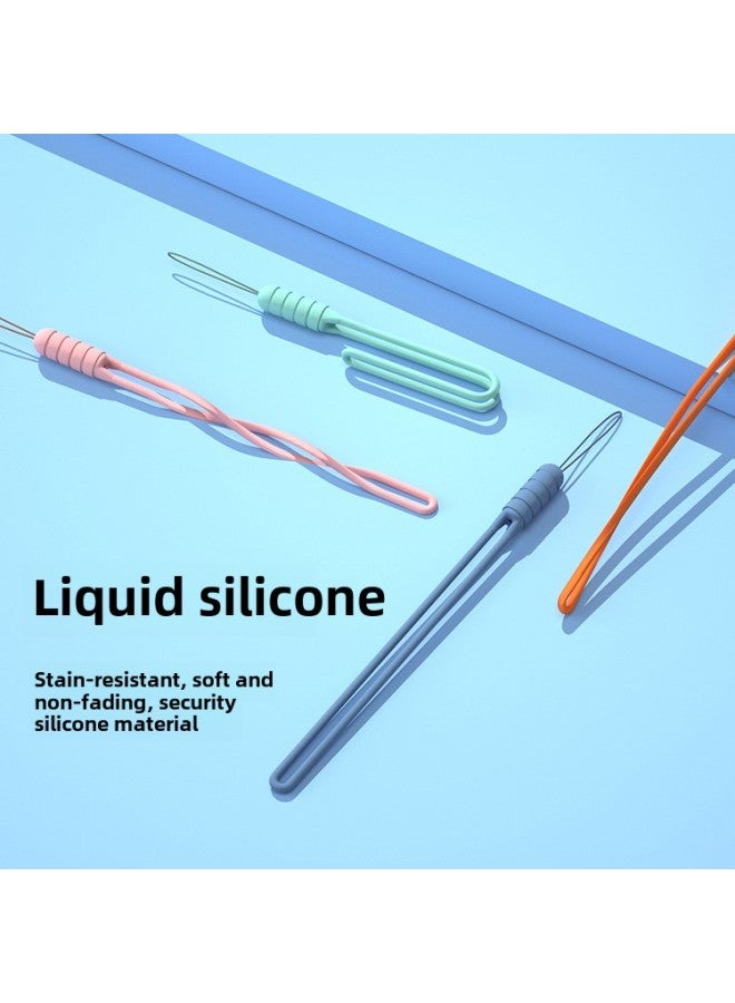 Loquat Silicone Mobile Phone Lanyard Earphone Box Accessories Small Fan Hand Warmer Hanging Rope Short Liquid Silicone Hand Rope-Specifications:Lilac - Image 2