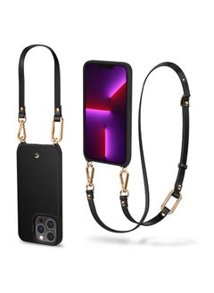 CYRILL CYRILL Spigen Classic Charm Back Cover Compatible for iPhone 13 Pro (Faux Leather + TPU + Poly Carbonate + Crossbody Strap) - Black  - Image 1
