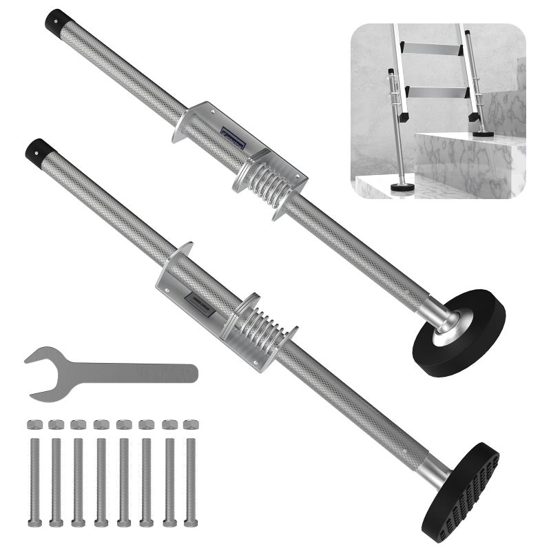 KARRYTON Ladder Levelers for Type III and IA Extension Ladders up to 32with AntiSlip Threaded and Adjustable Extension Ladder Legs for Stairs and All Surfaces Pair Standard Version 20