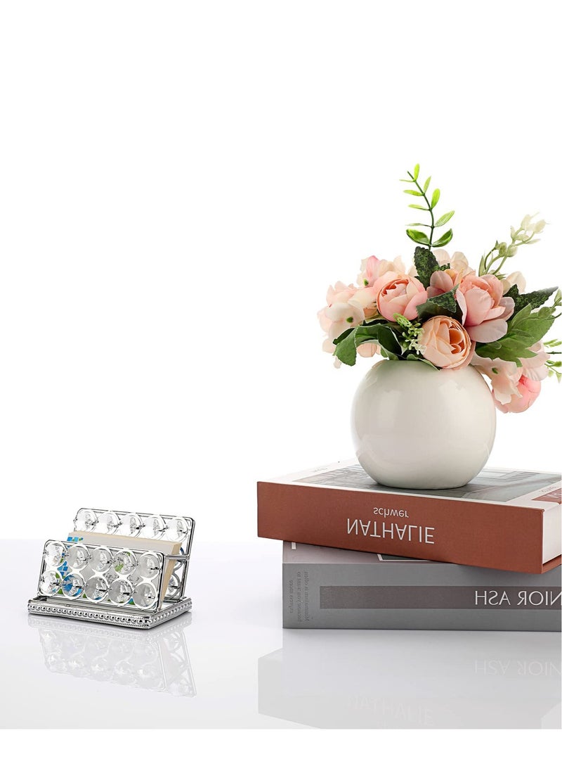 KASTWAVE Crystal Business Card Holder Stand, Mirrored Name Card Display, Card Stand Organizer Desktop Business Card Storage Holder for Office Countertop (Silver,1 Slot)  - Image 3