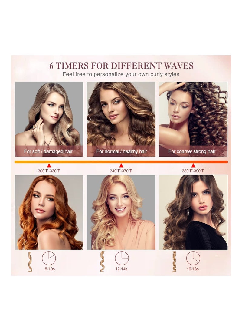NIBEMINENT Automatic Curling Iron, Cordless Rotating Hair Curler with 6 Temps & Timers, Auto Shut-Off Rechargeable Wireless Curler, Portable Ceramic Wand for Fine Medium - Image 2