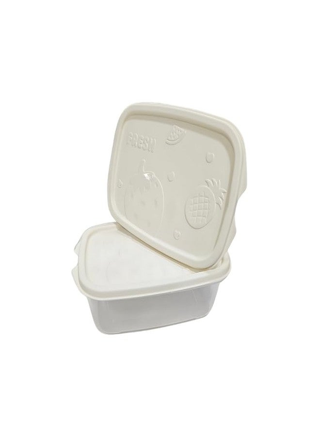 VELEXE Airtight Rectangular Food Storage Container with Lid | 1000ml | Pack of 2 | Cream | BPA-Free Plastic Kitchen Container | Freezer & Fridge Safe | Stackable Pantry Organizer - Image 1