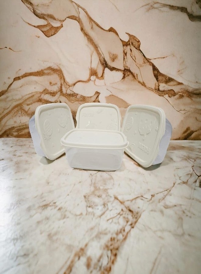 VELEXE Airtight Rectangular Food Storage Container with Lid | 1000ml | Pack of 2 | Cream | BPA-Free Plastic Kitchen Container | Freezer & Fridge Safe | Stackable Pantry Organizer - Image 5