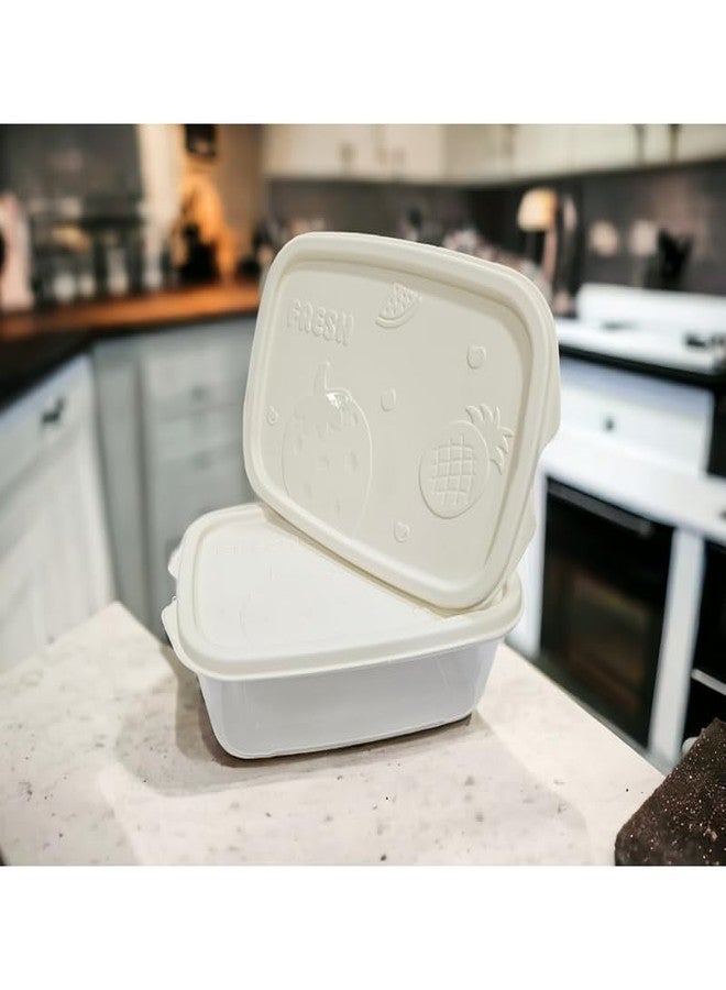 VELEXE Airtight Rectangular Food Storage Container with Lid | 1000ml | Pack of 2 | Cream | BPA-Free Plastic Kitchen Container | Freezer & Fridge Safe | Stackable Pantry Organizer - Image 4