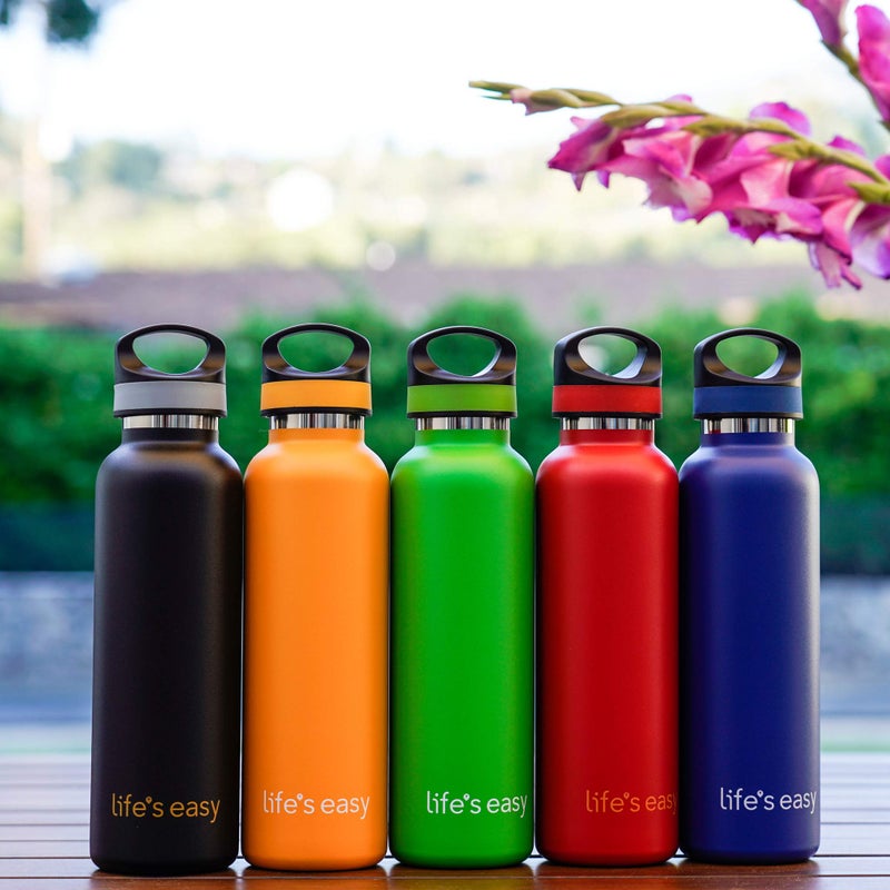 LIFE'S EASY Insulated Sports Water Bottle with Lid. Stainless Steel Vacuum Double Wall Thermo Flask for Hot and Cold Drinks  Simple Metal Hydro Canteen Travel Bottle for Men & Women - 20 oz (Black) - Image 5
