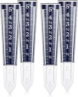 Yexiya Yexiya 4 Pcs 5 Inch Capacity Rain Gauge Outdoor Easy to Read Rain Gauge for Yard Acrylic Rain Gauges Magnifying Scale  - Image 1
