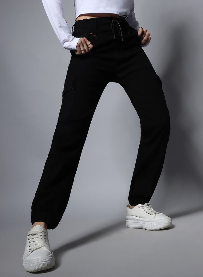 HIGH STAR Solid Mid Rise Jeans With Drawstring Closure - Image 3