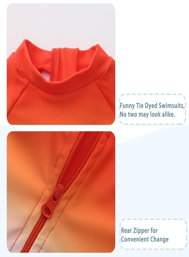 Lollisy Baby Boys Rash Guard Swimsuits Set for Boys Long Sleeve Swim Shirt with Swim Trunks Two Piece Swim Set Orange Surfing 24 Months - Image 4