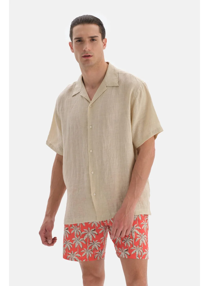 داجي Orange - Ecru Palm Des. Medium Shorts