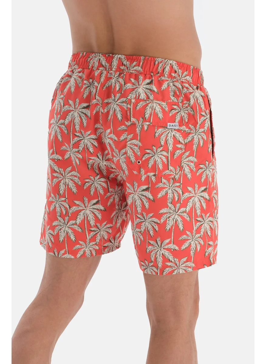 داجي Orange - Ecru Palm Des. Medium Shorts