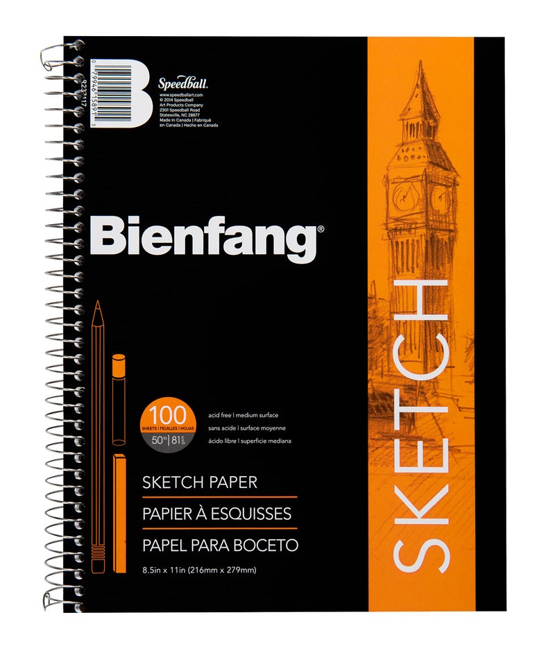 Bienfang Sketch Pad 8.5x11 Inch, 100 Sheets of 60lb 90gsm Art Paper, Spiral Bound Sketch Book Drawing Notebook - Image 1