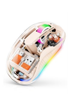 Excefore Wireless Mouse, Wireless Gaming Mouse, Silent Mouse with RGB Lights, 5.1 Bluetooth Mouse, Dual Bluetooth, USB & Type-C 2.4G 2400 DPI, Transparent Mouse for Laptop/Desktop PC, Milk Tea Color  - Image 1