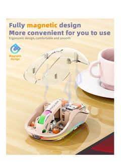 Excefore Wireless Mouse, Wireless Gaming Mouse, Silent Mouse with RGB Lights, 5.1 Bluetooth Mouse, Dual Bluetooth, USB & Type-C 2.4G 2400 DPI, Transparent Mouse for Laptop/Desktop PC, Milk Tea Color  - Image 4