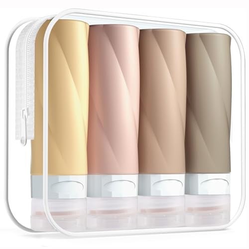 Voroly Travel Bottles Kit for Toiletries Organizer 90ml Tsa Approved Silicone Containers Portable Split Bottle Accessories for Conditioner Shampoo Lotion - 4 Pack (Apricot Travel Bottel, Apricot) - Image 1