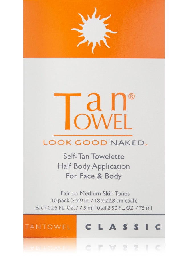 tantowel Tan Towel Self Tan Towelette Wipe Medium Deep Classic 10 Count - Image 1