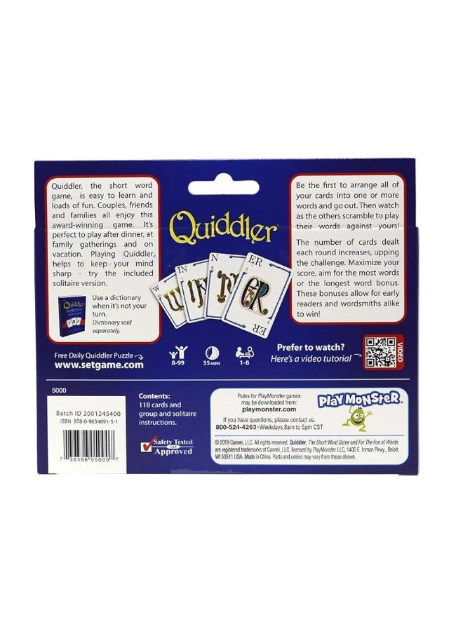 PlayMonster Quiddler â€” Card Game â€” Make Short Words With Cards to Win â€” For Family Game Nights â€” Ages 8+  - Image 1