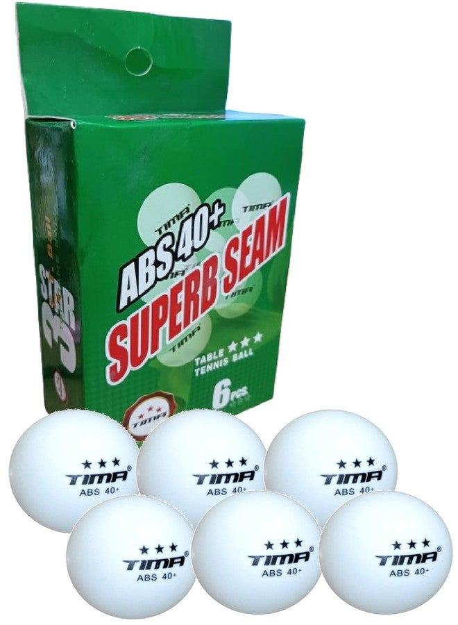 TIMA كرات تنس الطاولة TIMA Superb Seam 3 Star ABS Plastic 40+ (6 قطع)، (أبيض) - Image 1