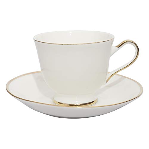 SkyKey Bone China Tea/Coffee Cups Set of 6 with Saucer (White & Gold) - Image 3
