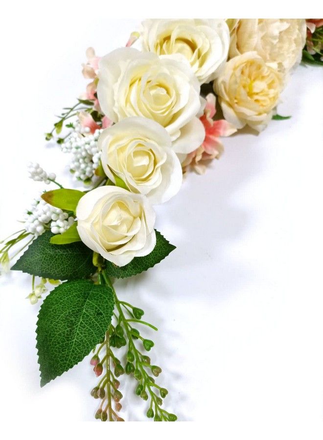 OrgMemory Wedding Arch Flowers Artificial Floral Swags 27" Decorative Swag Artificial Flower Swag For Door Wedding Party Wall Home Decor (Champagne) - Image 4