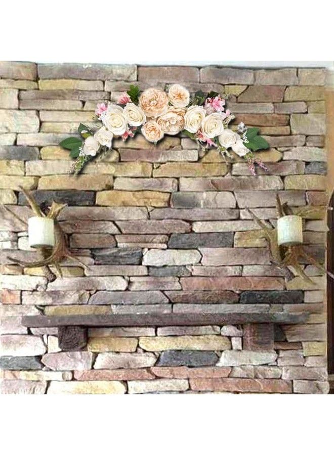 OrgMemory Wedding Arch Flowers Artificial Floral Swags 27" Decorative Swag Artificial Flower Swag For Door Wedding Party Wall Home Decor (Champagne) - Image 5