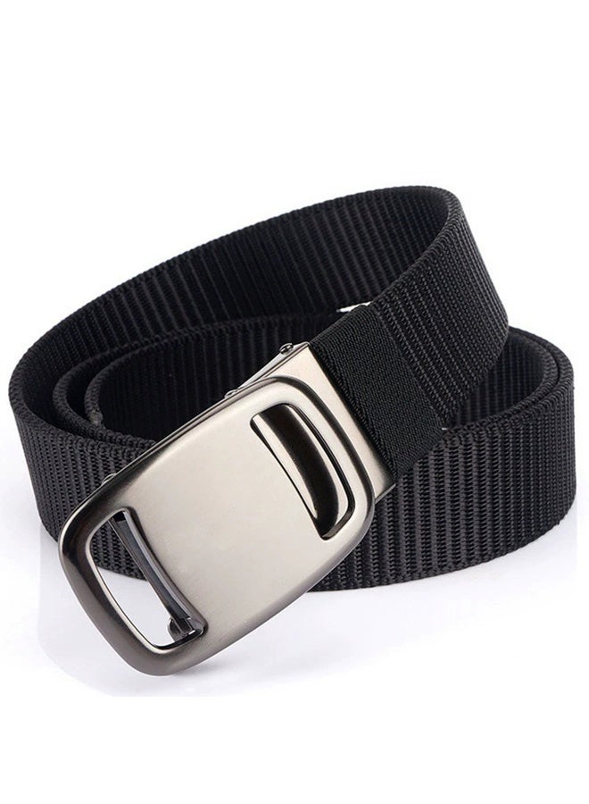 Automatic Nylon Belt for Men & Women - Fashionable, Adjustable, Durable, and Comfortable Waist Belt for Casual & Formal Wear, Everyday Use, and Outdoor Activities Black - Image 1