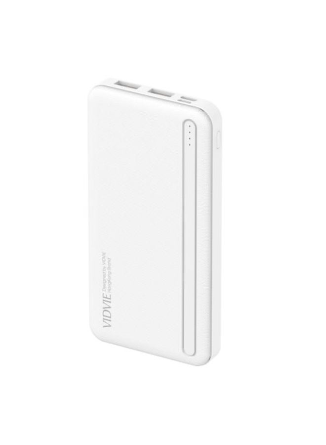 VIDVIE PB773 LED Power Bank 10000mAh, Ultra Slim Portable Charger, Dual USB Output, Type-C & Micro Input, White - Image 2