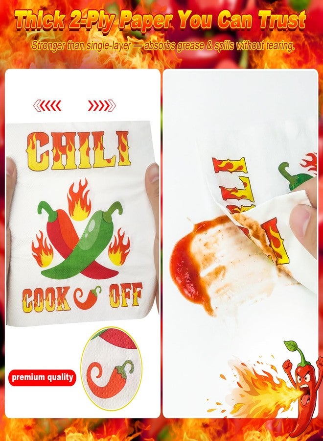 Dojomadf 50 Pcs Chili Cook Off Napkins – Disposable Chili Themed Paper Napkins for Mexican Party, BBQ, Cook Off, Birthday Fiesta & Cinco de Mayo - Image 3