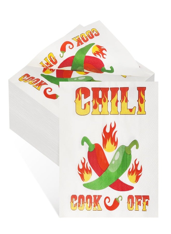 Dojomadf 50 Pcs Chili Cook Off Napkins – Disposable Chili Themed Paper Napkins for Mexican Party, BBQ, Cook Off, Birthday Fiesta & Cinco de Mayo - Image 1