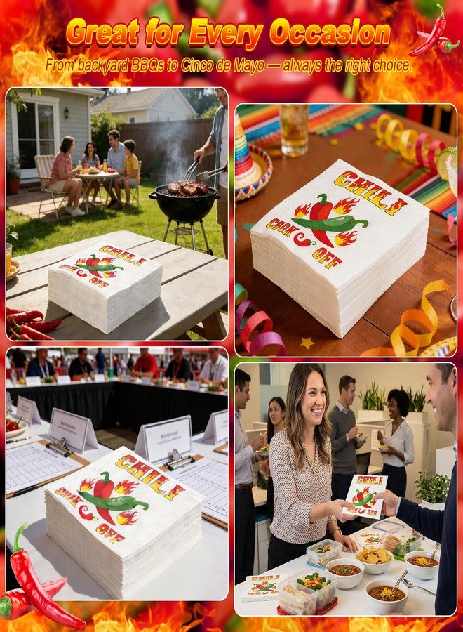 Dojomadf 50 Pcs Chili Cook Off Napkins – Disposable Chili Themed Paper Napkins for Mexican Party, BBQ, Cook Off, Birthday Fiesta & Cinco de Mayo - Image 5
