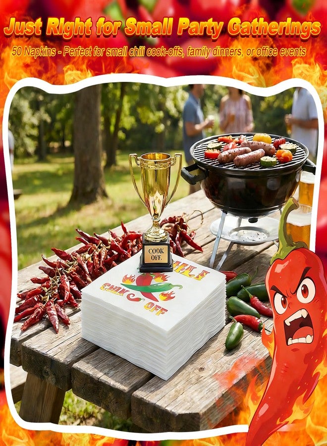 Dojomadf 50 Pcs Chili Cook Off Napkins – Disposable Chili Themed Paper Napkins for Mexican Party, BBQ, Cook Off, Birthday Fiesta & Cinco de Mayo - Image 2