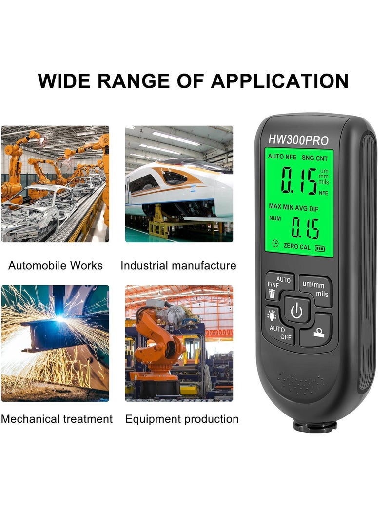 300PRO Car Paint Thickness Gauge Digital Meter Automatic Coating Tester Manual Automotive Tools Black - Image 5