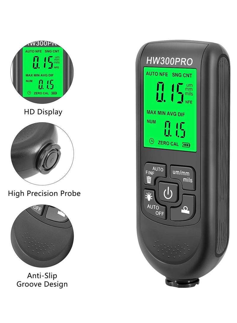 300PRO Car Paint Thickness Gauge Digital Meter Automatic Coating Tester Manual Automotive Tools Black - Image 4