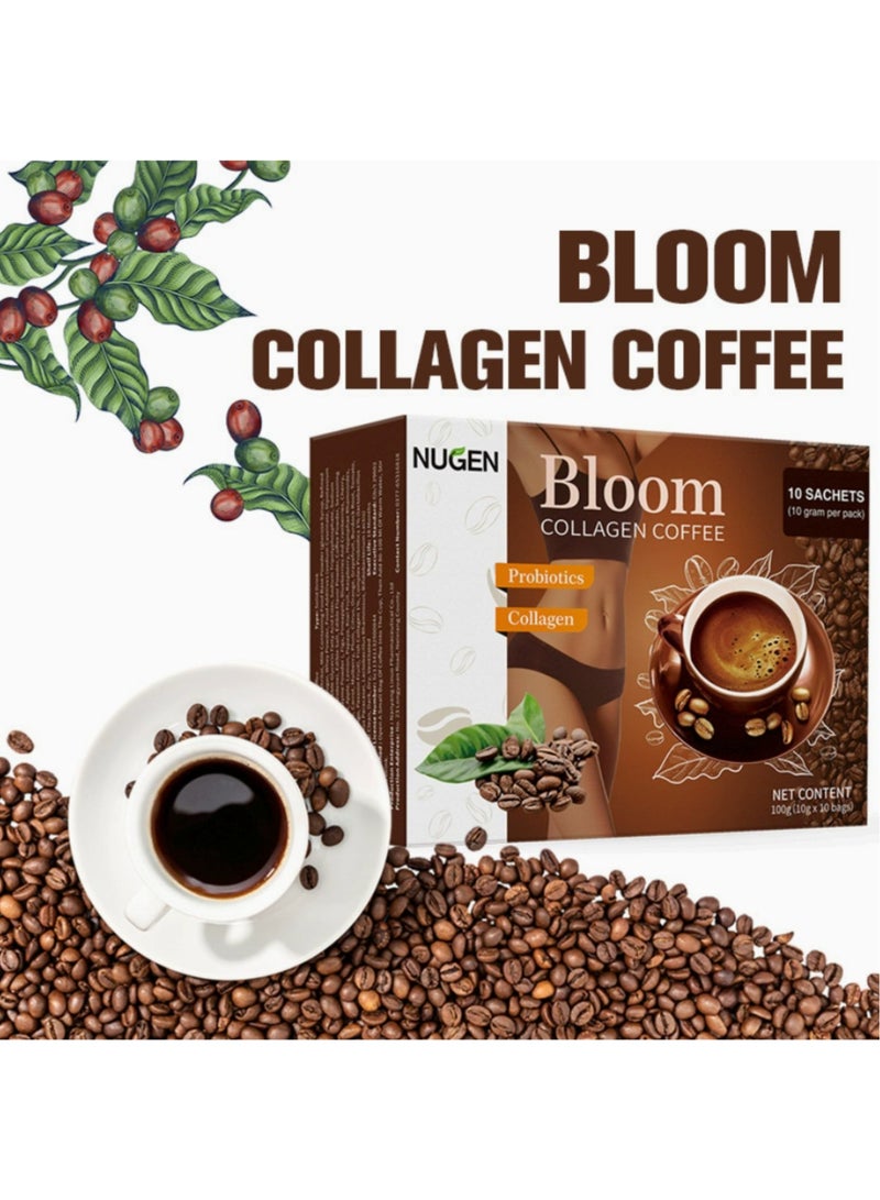 NUGEN Bloom Collagen Coffee 100% Organic and Glutathione, Diet Coffee Slimming Coffee Gluta Collagen Detox Premium with Collagen Coffee  - Image 1