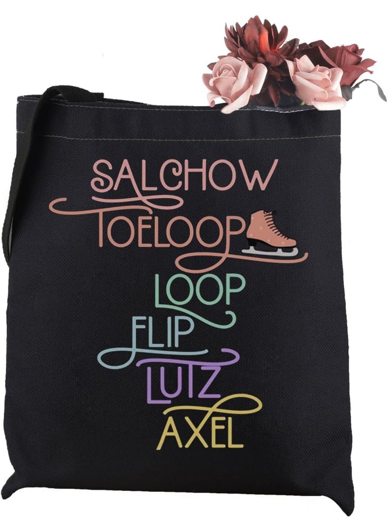 WCGXKO - WCGXKO Figure Skating Ice Skating Gift Salchow Toeloop Loop Flip Lutz Axel Novelty Skater Tote Bag (T-SkateLoop) - Image 1