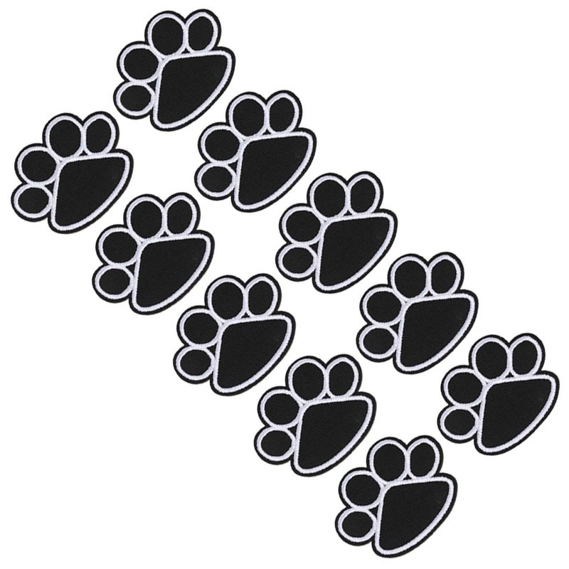 Self Adhesive Dog Paw Print Embroidered Patches 10Pcs Heat Seal For Jackets Bags DIY Crafts - Image 2