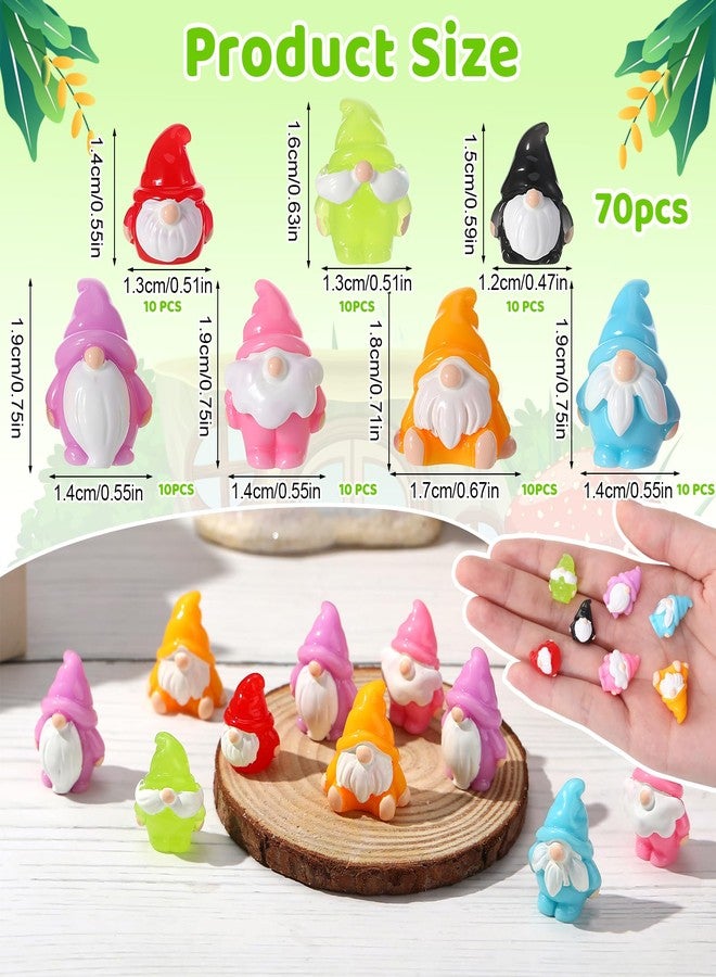 GGSTDDUP 70 Pcs Mini Resin Gnomes 7 Colors Tiny Gnomes Miniature Figurines Miniature Gnome Figurines Mini Gnome Decor for Garden Landscape Outdoor Patio Yard Lawn Dollhouse Potted Plant Decor - Image 2