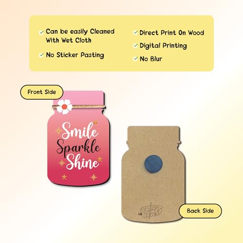 The Crafthives- Wooden Fridge Magnet Mason Jar- Set of 6, UV Printed Magnet - Image 3