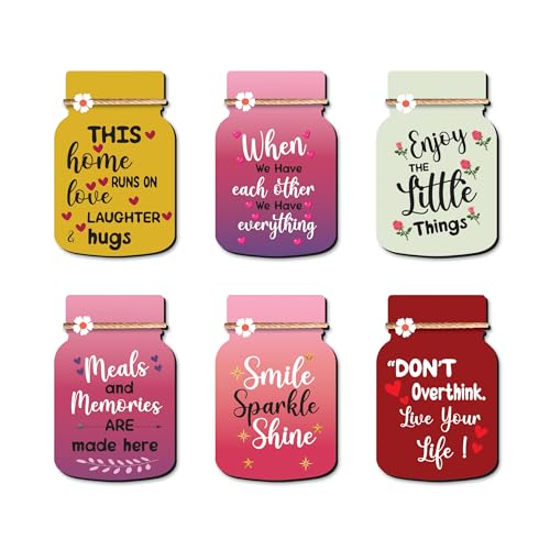 The Crafthives- Wooden Fridge Magnet Mason Jar- Set of 6, UV Printed Magnet - Image 1
