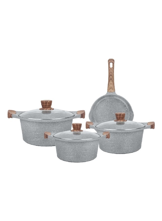 7-Piece Durable Non-Stick Aluminium Coated Cookware Set Grey 5 x 24 x 42 cm LONDON 7G