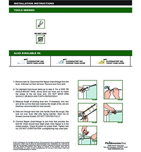 Fluidmaster 684 Universal Toilet Tank Lever in Chrome with Brass Arm - Image 5