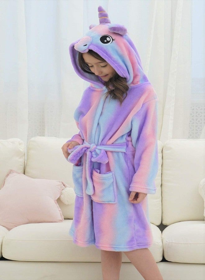doctor_unicorn Doctor Unicorn Soft Unicorn Hooded Bathrobe Sleepwear - Unicorn Gifts for Girls Purple B 6-7 Years - Image 2