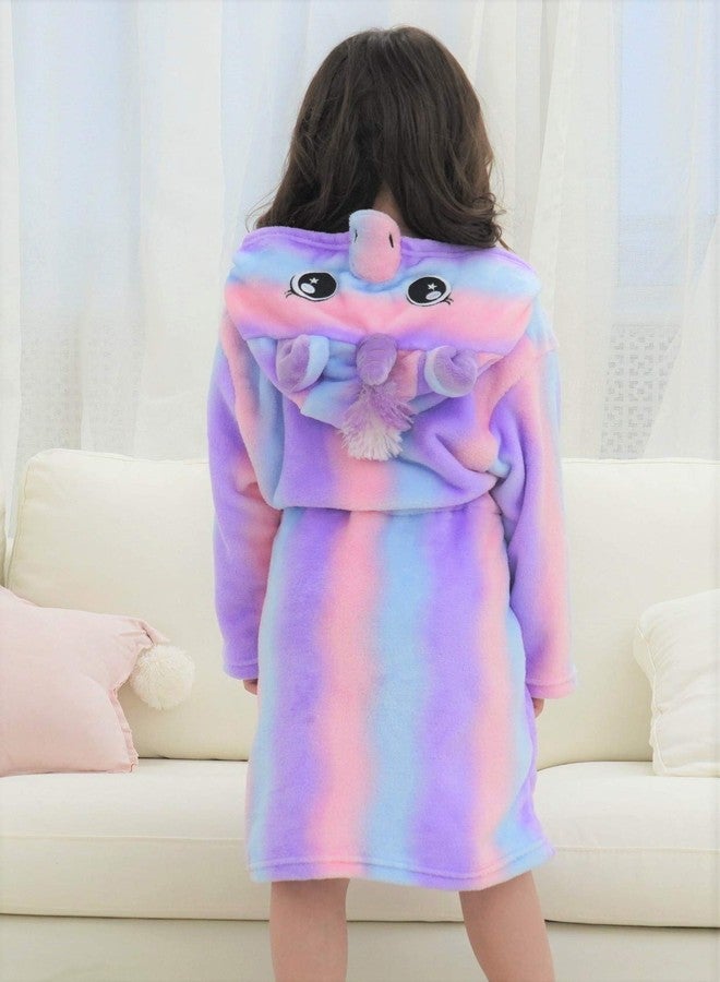 doctor_unicorn Doctor Unicorn Soft Unicorn Hooded Bathrobe Sleepwear - Unicorn Gifts for Girls Purple B 6-7 Years - Image 4