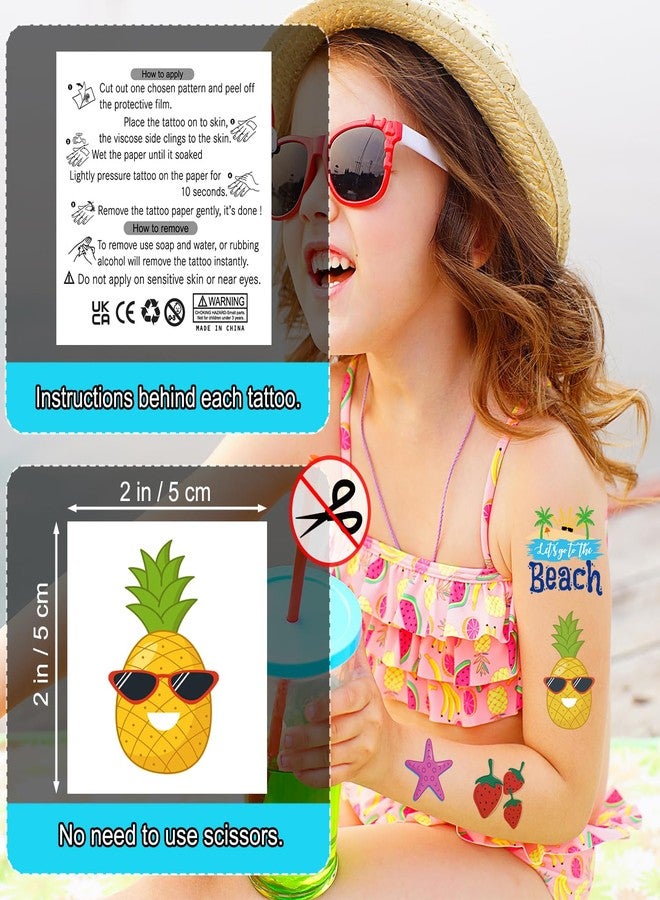 JCFIRE Summer Pool Beach Party Favors Kids Tattoos 102 Plus Styles Hawaiian Tropical Luau Themed Temporary Tattoos for Kids, Teens and Adults, Ade - Image 4