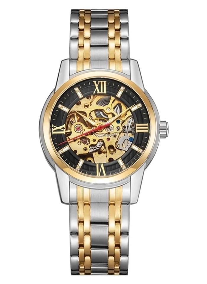 KENNETH SCOTT Kenneth Scott K22311-TBTB Men's Mechanical Display Watch & Stainless Steel Strap Gold